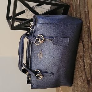 COACH Christie Metallic Navy Mini Carryall Satchel